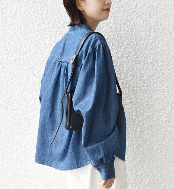 SHIPS for women「《追加予約》【WEB限定】〈洗濯機可能〉ライトオンス フリル デニム シャツ」|シャツ・ブラウス|