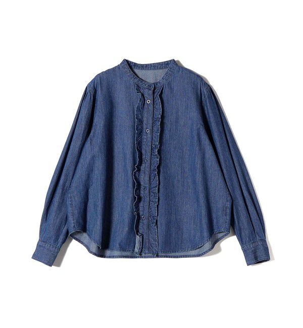 SHIPS for women「《追加予約》【WEB限定】〈洗濯機可能〉ライトオンス フリル デニム シャツ」|シャツ・ブラウス|
