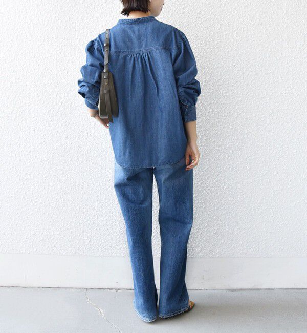 SHIPS for women「《追加予約》【WEB限定】〈洗濯機可能〉ライトオンス フリル デニム シャツ」|シャツ・ブラウス|