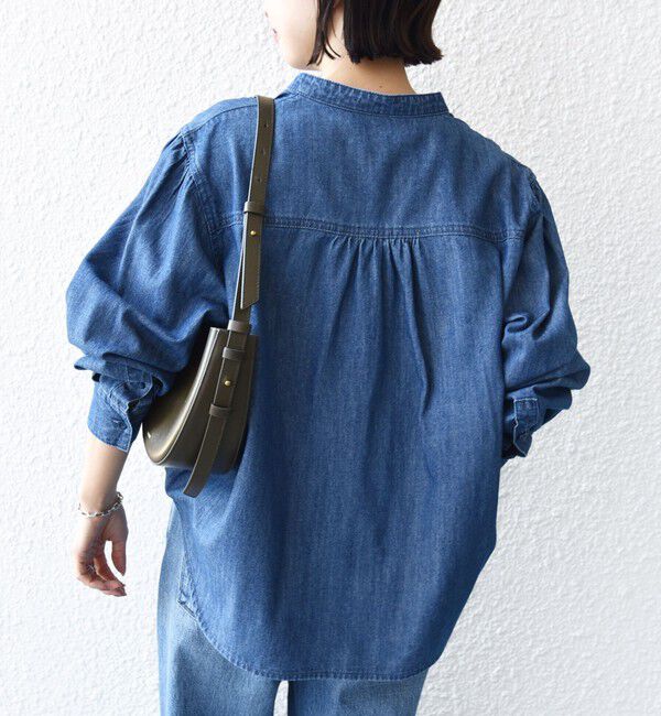 SHIPS for women「《追加予約》【WEB限定】〈洗濯機可能〉ライトオンス フリル デニム シャツ」|シャツ・ブラウス|