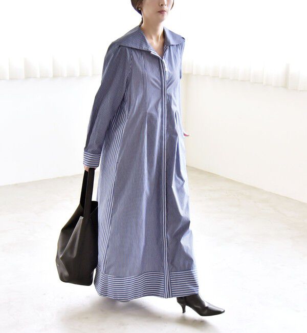 quaranciel「quaranciel:〈洗濯機可能〉ビッグカラー Aライン シャツ ワンピース」|ワンピース|