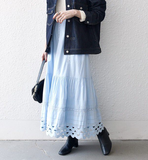 SHIPS any「SHIPS any:〈洗濯機可能〉キャンブリック レース ギャザー ボリューム スカート」|スカート|