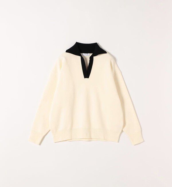 SHIPS any「SHIPS any:〈手洗い可能〉バイカラー スキッパー ニット プルオーバー」|ニット・セーター|