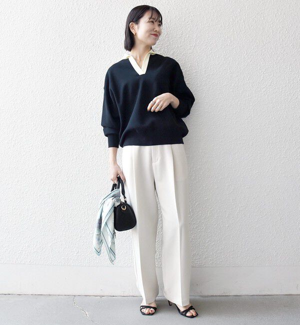 SHIPS any「SHIPS any:〈手洗い可能〉バイカラー スキッパー ニット プルオーバー」|ニット・セーター|