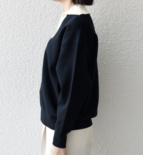 SHIPS any「SHIPS any:〈手洗い可能〉バイカラー スキッパー ニット プルオーバー」|ニット・セーター|