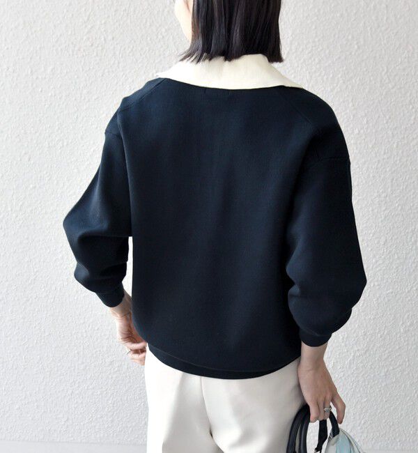 SHIPS any「SHIPS any:〈手洗い可能〉バイカラー スキッパー ニット プルオーバー」|ニット・セーター|