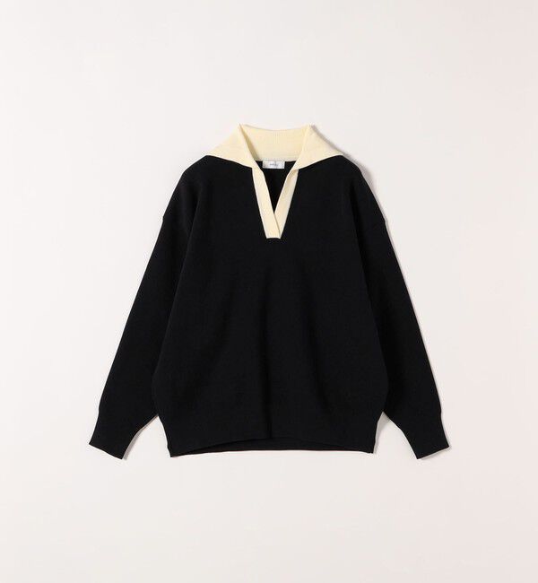 SHIPS any「SHIPS any:〈手洗い可能〉バイカラー スキッパー ニット プルオーバー」|ニット・セーター|