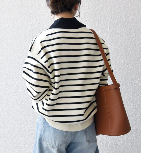 SHIPS any「SHIPS any:〈手洗い可能〉バイカラー スキッパー ニット プルオーバー」|ニット・セーター|