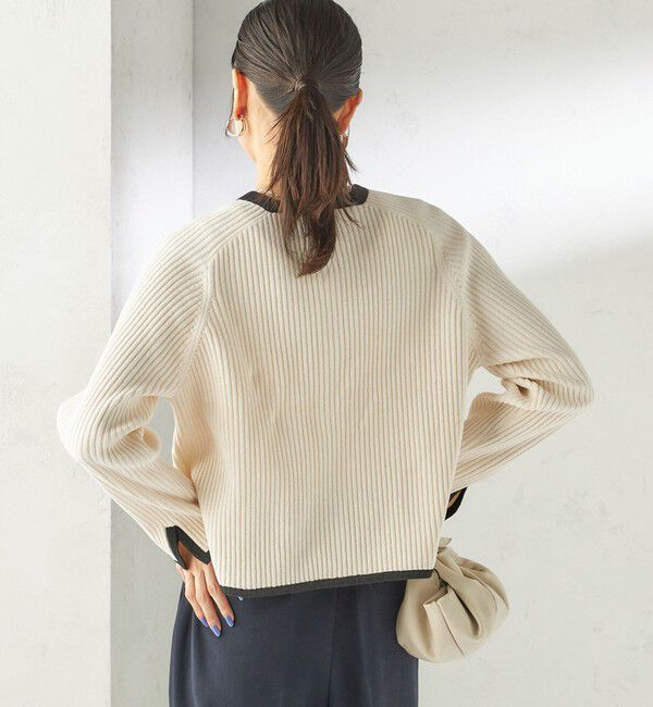 SHIPS for women「〈手洗い可能〉綿混 ウェーブ モール リブ 配色 カーディガン」|カーディガン|