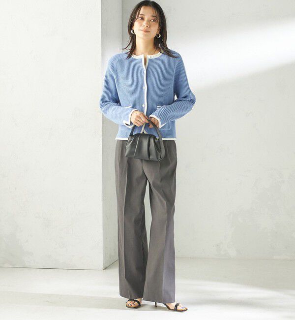 SHIPS for women「〈手洗い可能〉綿混 ウェーブ モール リブ 配色 カーディガン」|カーディガン|