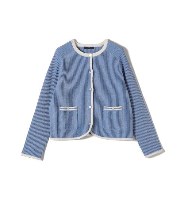 SHIPS for women「〈手洗い可能〉綿混 ウェーブ モール リブ 配色 カーディガン」|カーディガン|