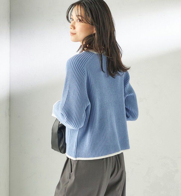 SHIPS for women「〈手洗い可能〉綿混 ウェーブ モール リブ 配色 カーディガン」|カーディガン|