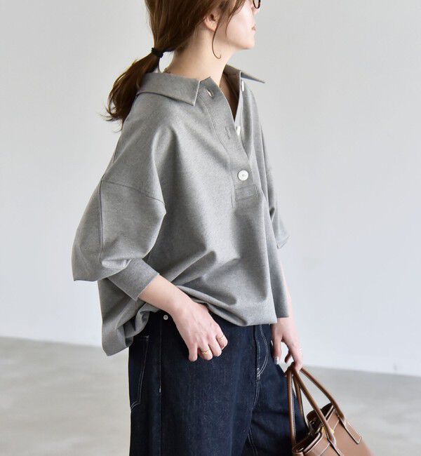 quaranciel「《予約》quaranciel:〈洗濯機可能〉ライト ポンチ ドロスト ポロ プルオーバー」|スウェット・ジャージ|