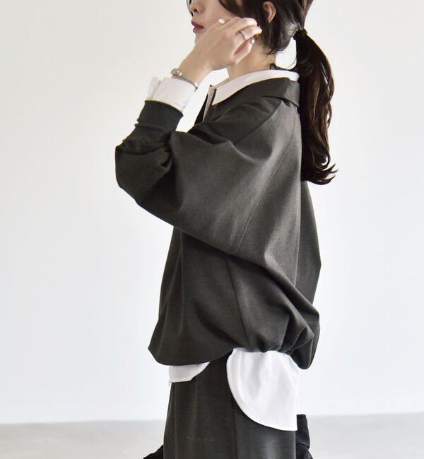 quaranciel「《予約》quaranciel:〈洗濯機可能〉ライト ポンチ ドロスト ポロ プルオーバー」|スウェット・ジャージ|