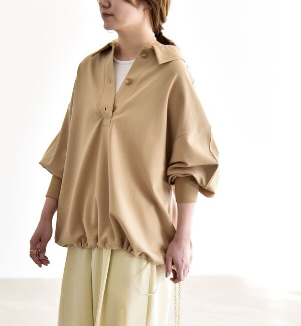 quaranciel「《予約》quaranciel:〈洗濯機可能〉ライト ポンチ ドロスト ポロ プルオーバー」|スウェット・ジャージ|