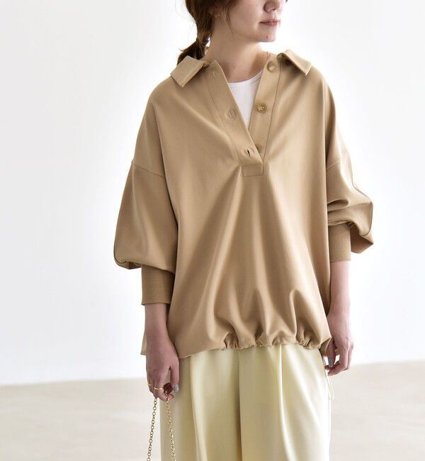 quaranciel「《予約》quaranciel:〈洗濯機可能〉ライト ポンチ ドロスト ポロ プルオーバー」|スウェット・ジャージ|