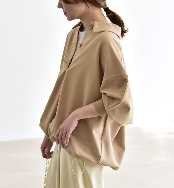 quaranciel「《予約》quaranciel:〈洗濯機可能〉ライト ポンチ ドロスト ポロ プルオーバー」|スウェット・ジャージ|