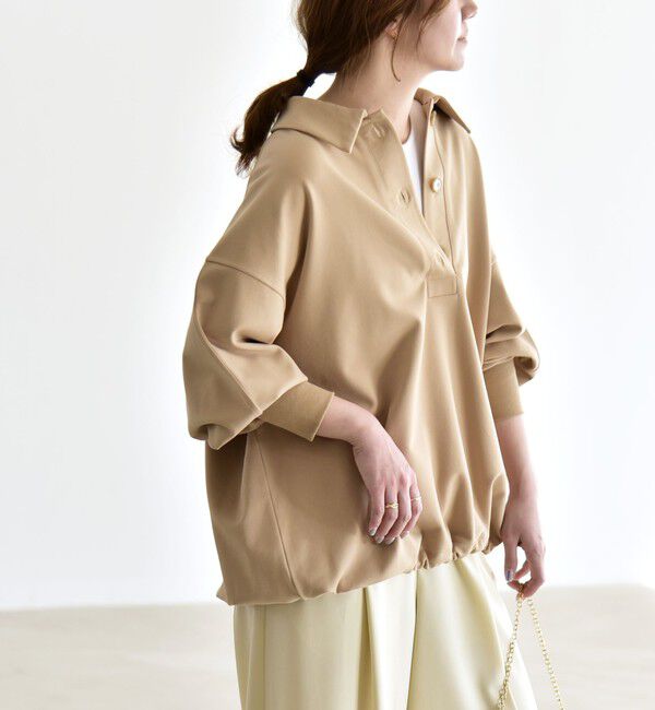 quaranciel「《予約》quaranciel:〈洗濯機可能〉ライト ポンチ ドロスト ポロ プルオーバー」|スウェット・ジャージ|