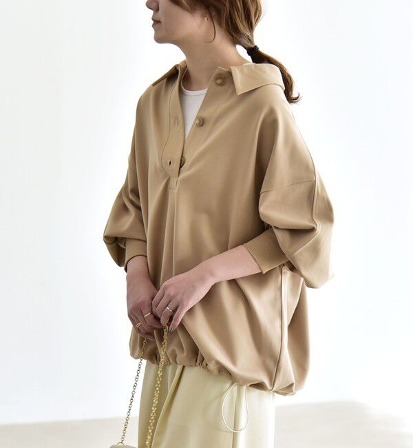 quaranciel「《予約》quaranciel:〈洗濯機可能〉ライト ポンチ ドロスト ポロ プルオーバー」|スウェット・ジャージ|