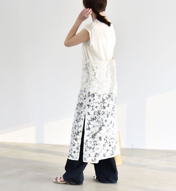 quaranciel「《予約》quaranciel:〈手洗い可能〉デニム フラワー レース キャミ ワンピース」|ワンピース|