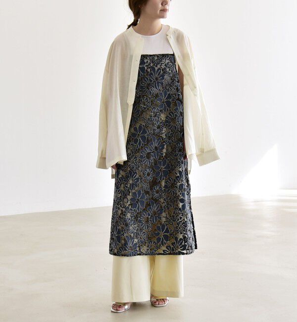 quaranciel「《予約》quaranciel:〈手洗い可能〉デニム フラワー レース キャミ ワンピース」|ワンピース|