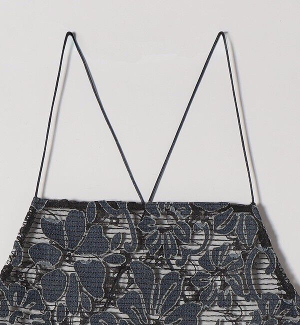 quaranciel「《予約》quaranciel:〈手洗い可能〉デニム フラワー レース キャミ ワンピース」|ワンピース|