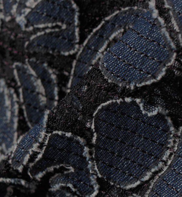 quaranciel「《予約》quaranciel:〈手洗い可能〉デニム フラワー レース キャミ ワンピース」|ワンピース|