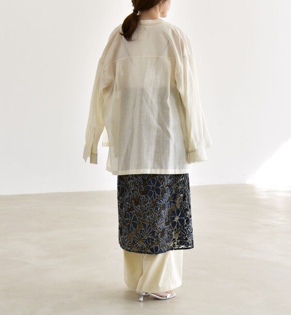 quaranciel「《予約》quaranciel:〈手洗い可能〉デニム フラワー レース キャミ ワンピース」|ワンピース|