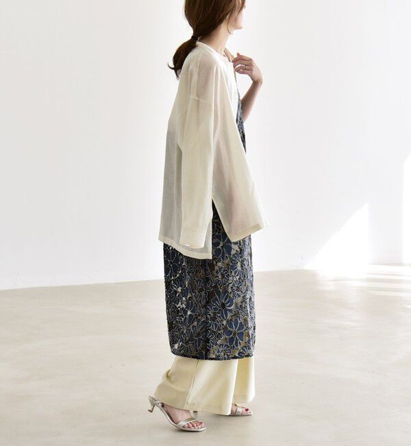 quaranciel「《予約》quaranciel:〈手洗い可能〉デニム フラワー レース キャミ ワンピース」|ワンピース|