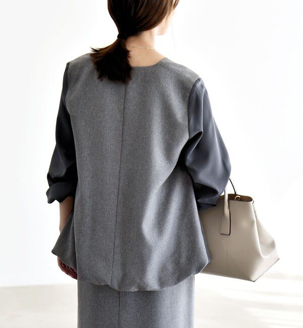 quaranciel「《予約》quaranciel:〈洗濯機可能〉Vネック ブラウス & Iライン スカート セットアップ」|ワンピース|