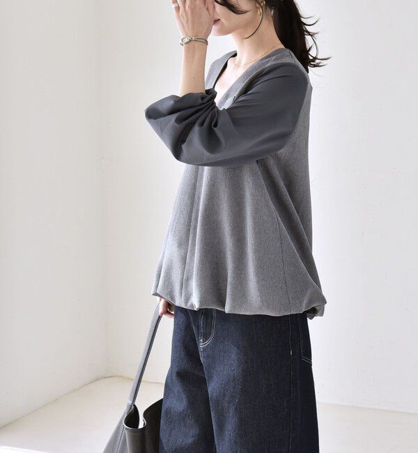 quaranciel「《予約》quaranciel:〈洗濯機可能〉Vネック ブラウス & Iライン スカート セットアップ」|ワンピース|