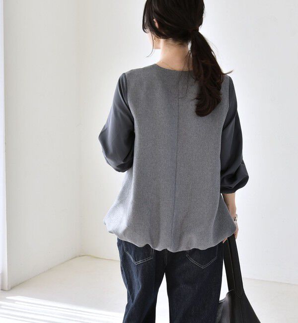 quaranciel「《予約》quaranciel:〈洗濯機可能〉Vネック ブラウス & Iライン スカート セットアップ」|ワンピース|