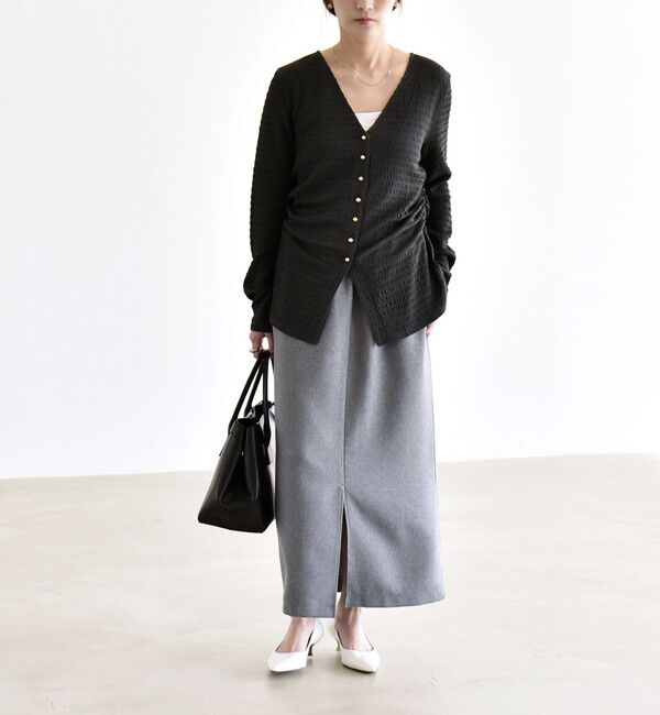 quaranciel「《予約》quaranciel:〈洗濯機可能〉Vネック ブラウス & Iライン スカート セットアップ」|ワンピース|