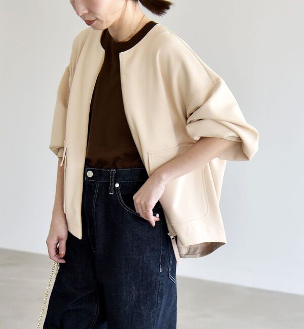 quaranciel「《予約》quaranciel:〈洗濯機可能〉ダンボール ノーカラー コンパクト ブルゾン」|ブルゾン・スタジャン|