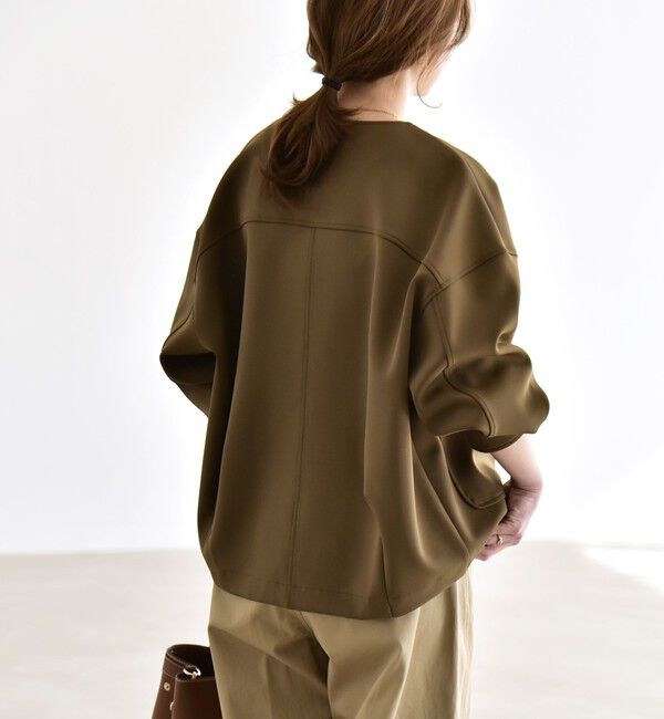 quaranciel「《予約》quaranciel:〈洗濯機可能〉ダンボール ノーカラー コンパクト ブルゾン」|ブルゾン・スタジャン|