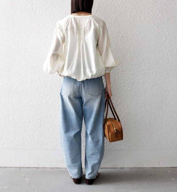 SHIPS any「《予約》SHIPS any:〈洗濯機可能〉シアー クルーネック ボリューム スリーブ ブラウス」|シャツ・ブラウス|