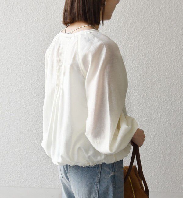 SHIPS any「《予約》SHIPS any:〈洗濯機可能〉シアー クルーネック ボリューム スリーブ ブラウス」|シャツ・ブラウス|