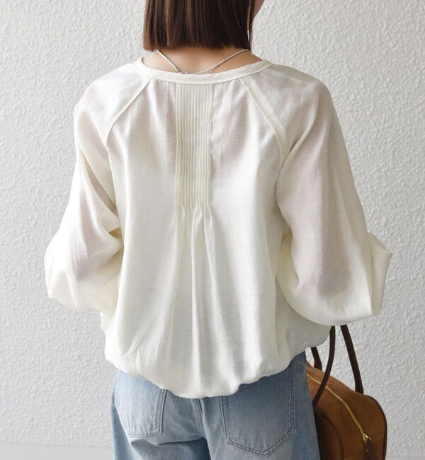 SHIPS any「《予約》SHIPS any:〈洗濯機可能〉シアー クルーネック ボリューム スリーブ ブラウス」|シャツ・ブラウス|