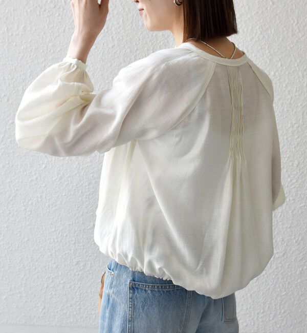 SHIPS any「《予約》SHIPS any:〈洗濯機可能〉シアー クルーネック ボリューム スリーブ ブラウス」|シャツ・ブラウス|