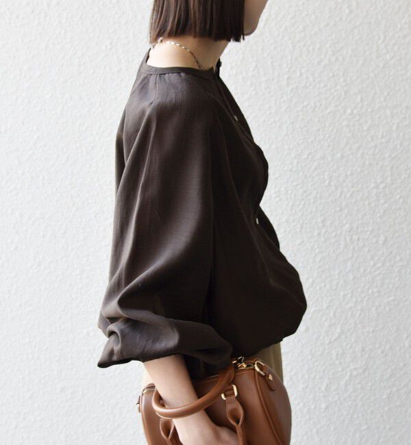 SHIPS any「《予約》SHIPS any:〈洗濯機可能〉シアー クルーネック ボリューム スリーブ ブラウス」|シャツ・ブラウス|