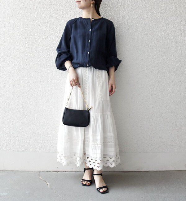 SHIPS any「《予約》SHIPS any:〈洗濯機可能〉シアー クルーネック ボリューム スリーブ ブラウス」|シャツ・ブラウス|