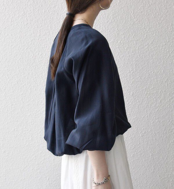 SHIPS any「《予約》SHIPS any:〈洗濯機可能〉シアー クルーネック ボリューム スリーブ ブラウス」|シャツ・ブラウス|