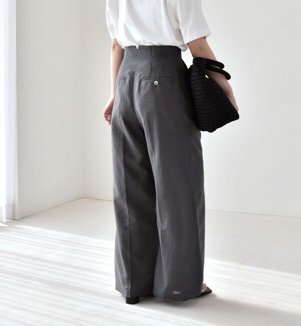 quaranciel「《予約》quaranciel:〈洗濯機可能〉リネン ミックス ハイウエスト ワイド パンツ」|その他|