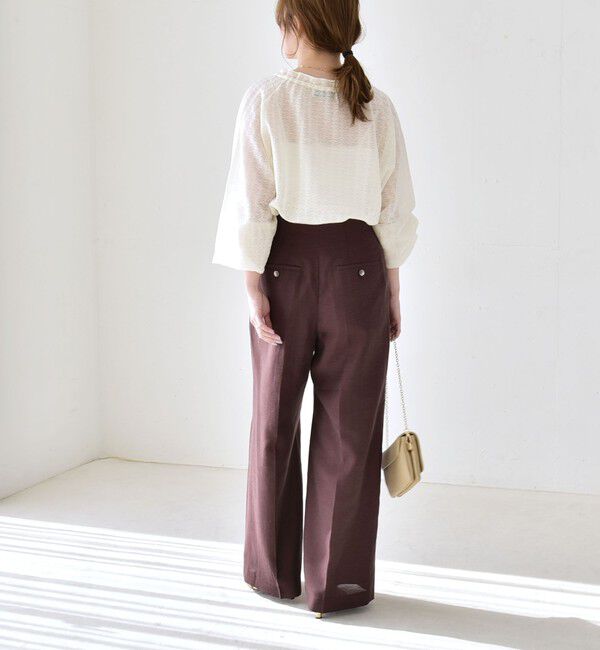 quaranciel「《予約》quaranciel:〈洗濯機可能〉リネン ミックス ハイウエスト ワイド パンツ」|その他|