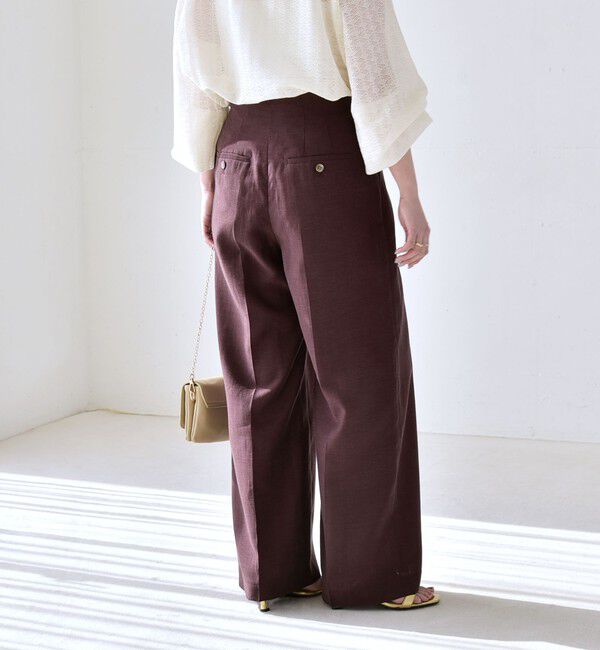 quaranciel「《予約》quaranciel:〈洗濯機可能〉リネン ミックス ハイウエスト ワイド パンツ」|その他|