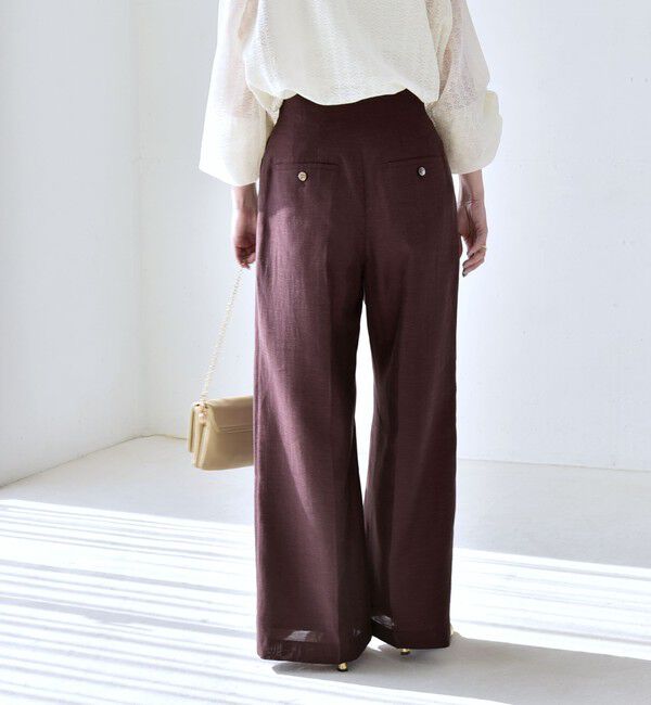 quaranciel「《予約》quaranciel:〈洗濯機可能〉リネン ミックス ハイウエスト ワイド パンツ」|その他|