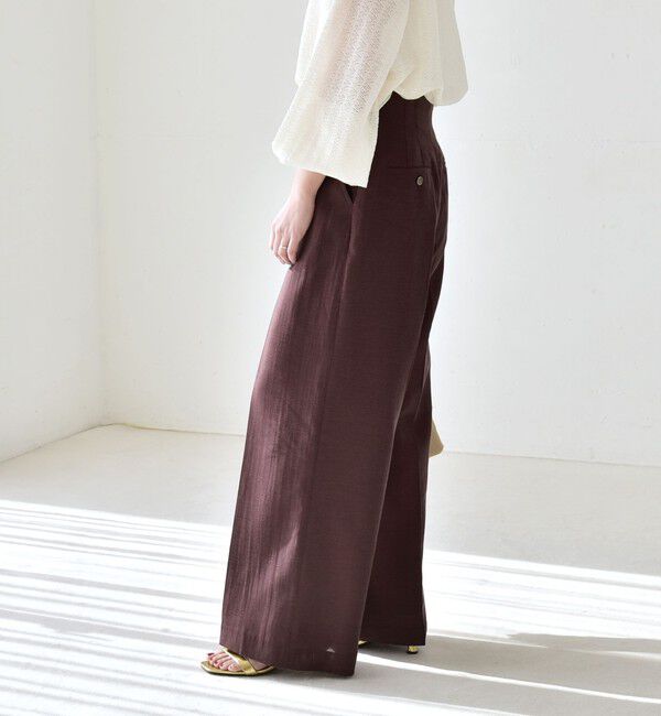 quaranciel「《予約》quaranciel:〈洗濯機可能〉リネン ミックス ハイウエスト ワイド パンツ」|その他|