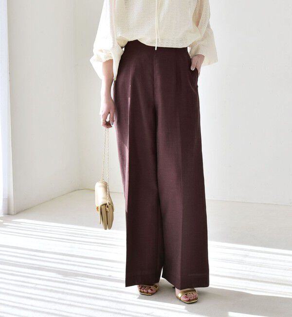 quaranciel「《予約》quaranciel:〈洗濯機可能〉リネン ミックス ハイウエスト ワイド パンツ」|その他|