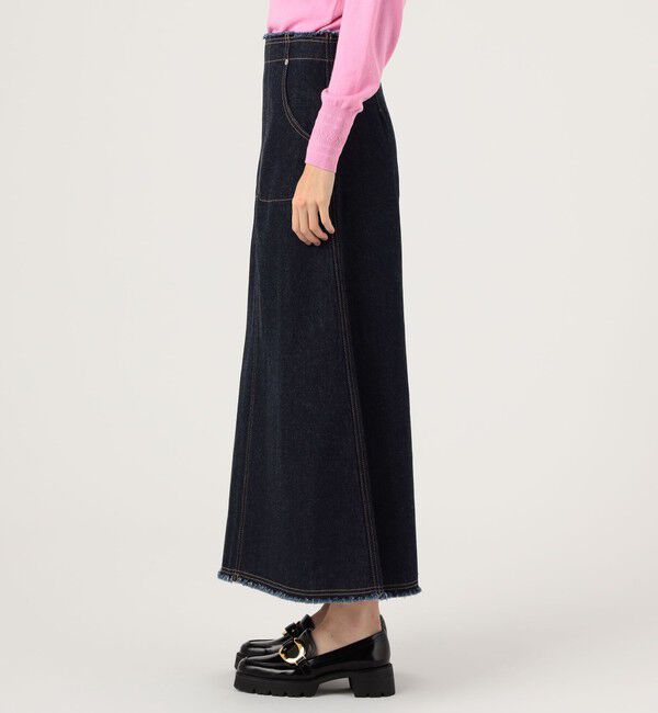 MACPHEE「コットンデニム セミフレアマキシスカート」|フレア|