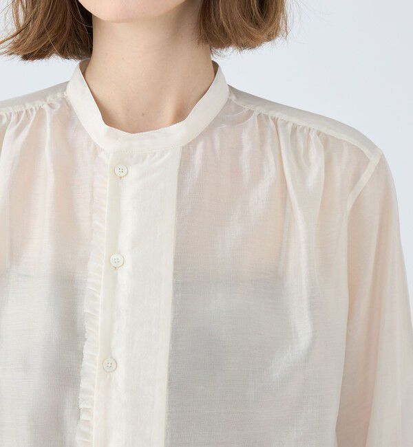 MACPHEE「シースルーローン フロントフリルブラウス」|シャツ・ブラウス|